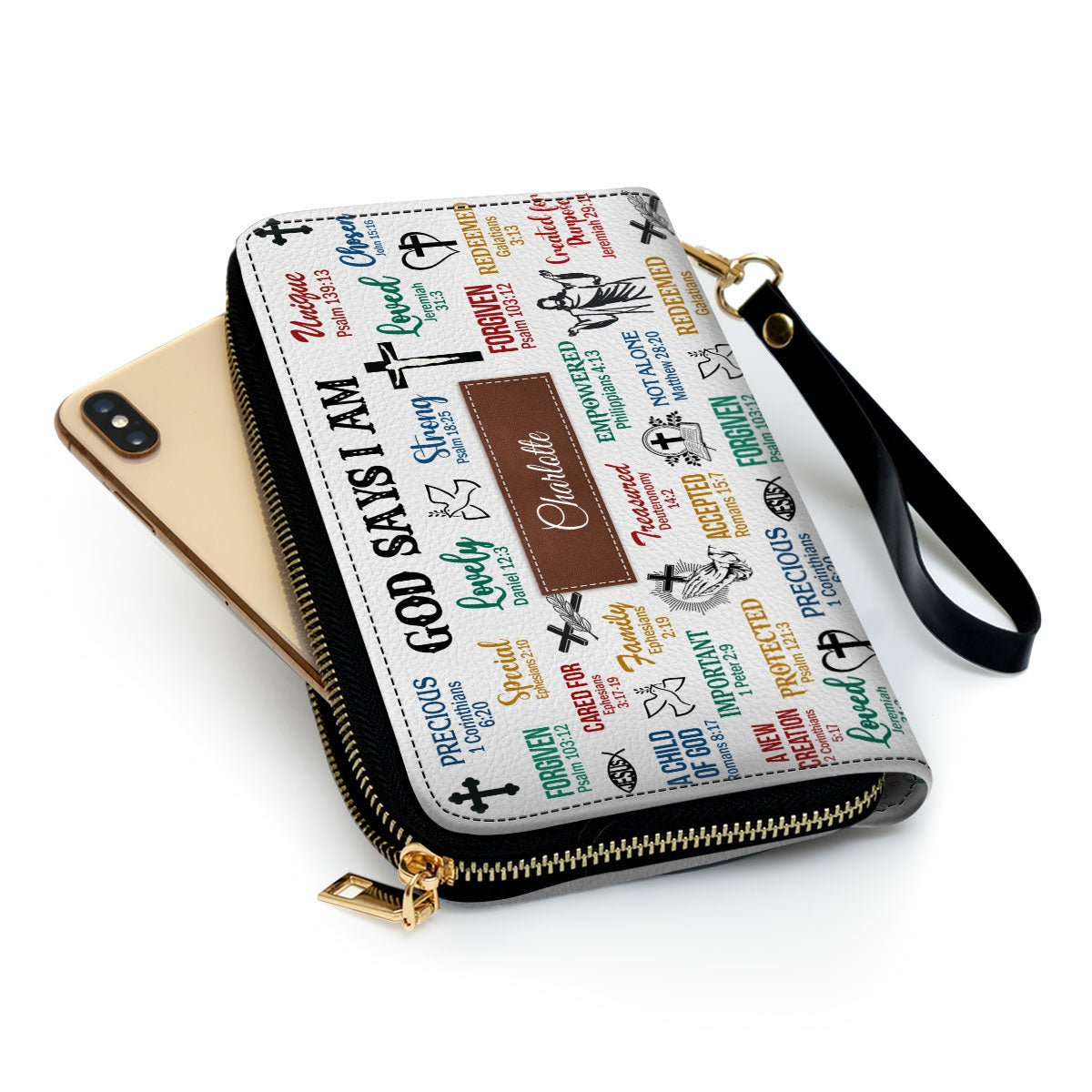 Personalized Christian Leather Handbag, God Says I Am Scripture Purse, Custom Name Bible Verse Tote – Faith Gift for Women BLAF51